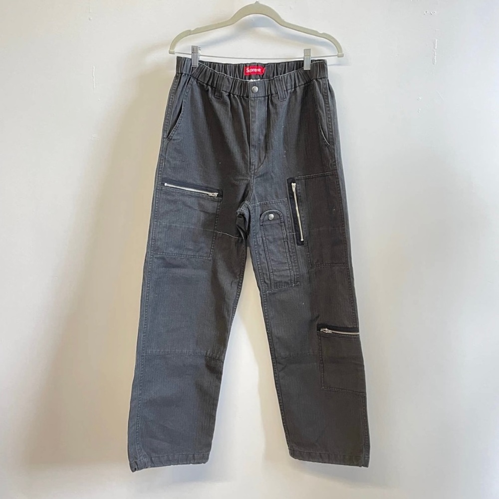 Supreme Cargo Cotton Slouchy Jeans Size 30 Charcoal Black/Gray